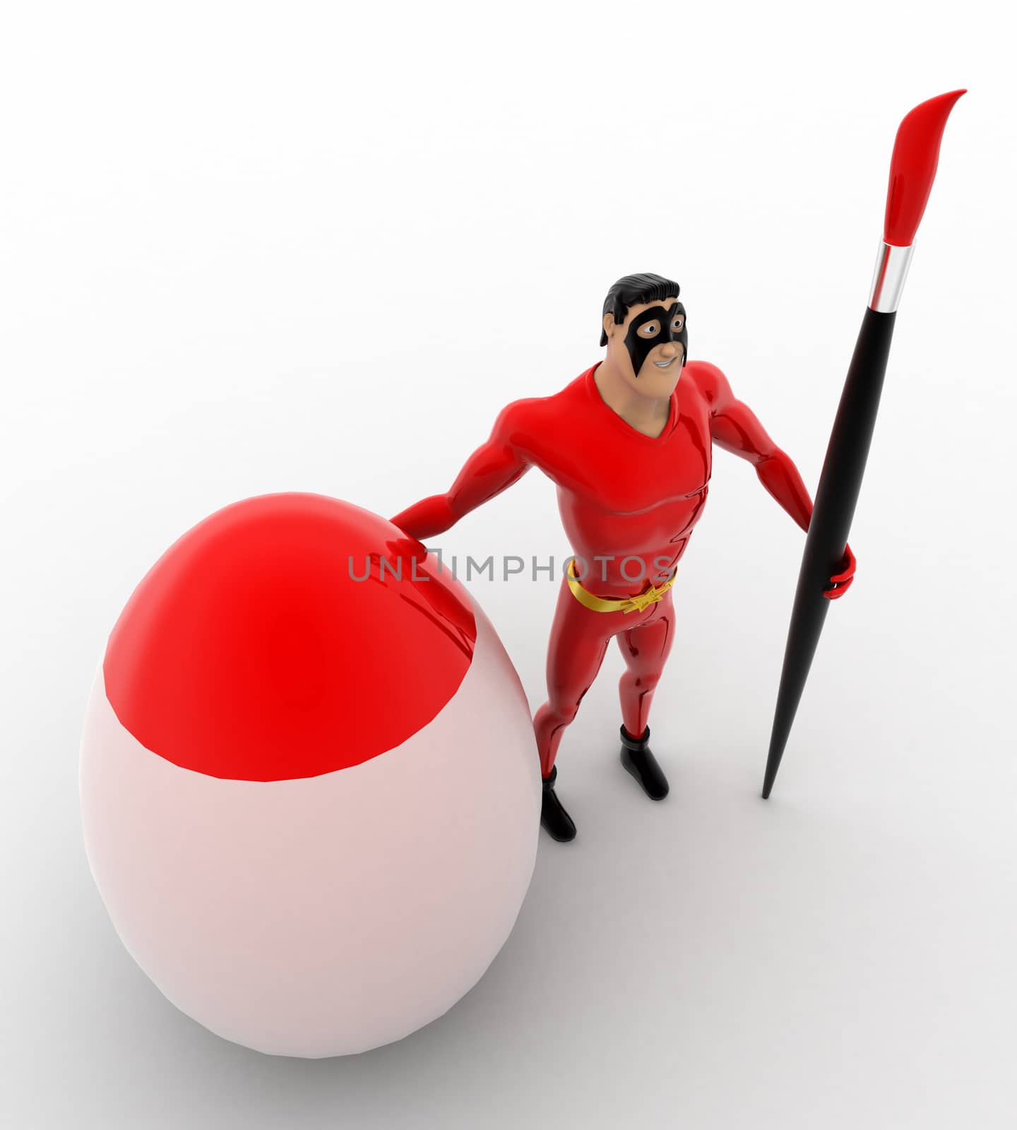 3d superhero paint egg red with brush concept by touchmenithin@gmail.com