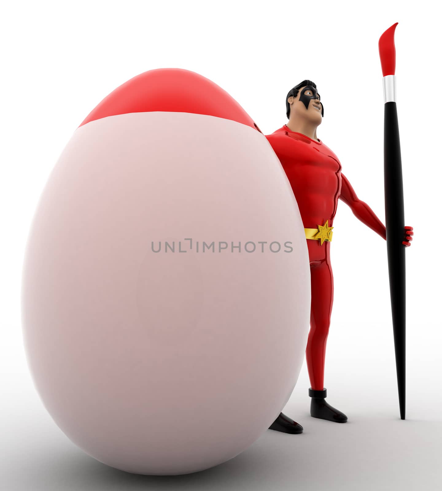 3d superhero paint egg red with brush concept by touchmenithin@gmail.com