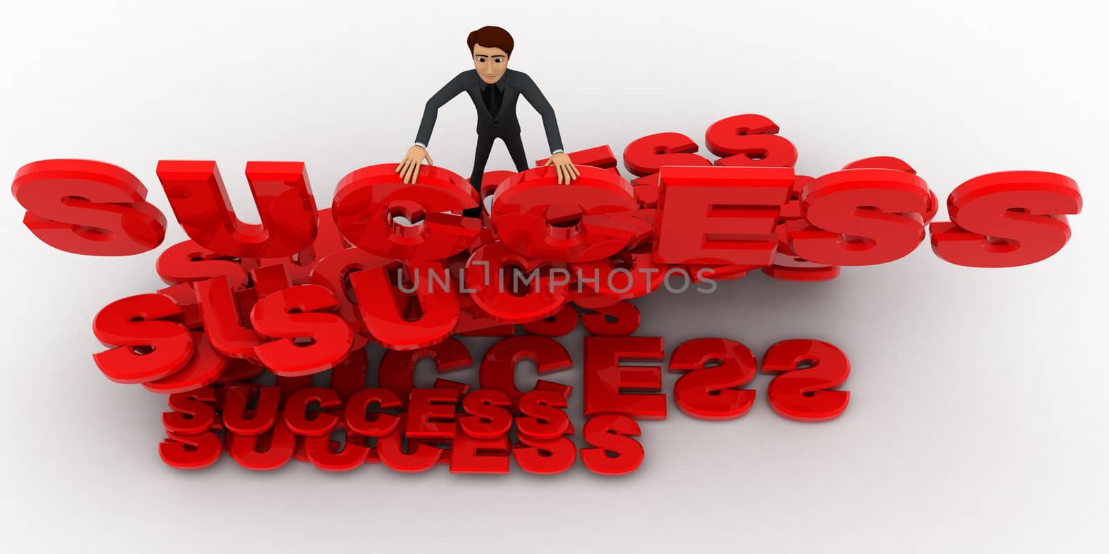 3d man with many success text font concept by touchmenithin@gmail.com