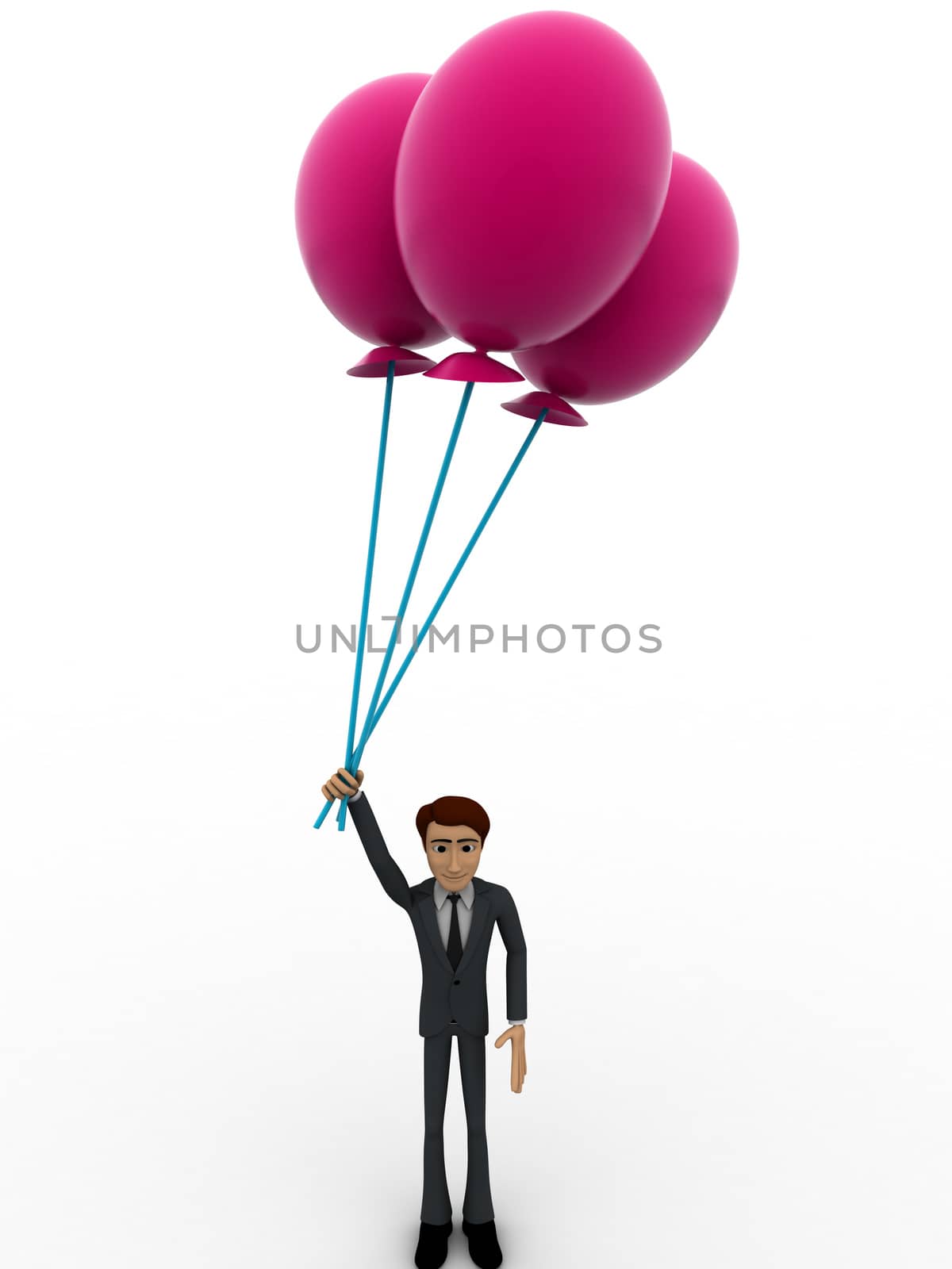 3d man holding big pink balloons concept by touchmenithin@gmail.com