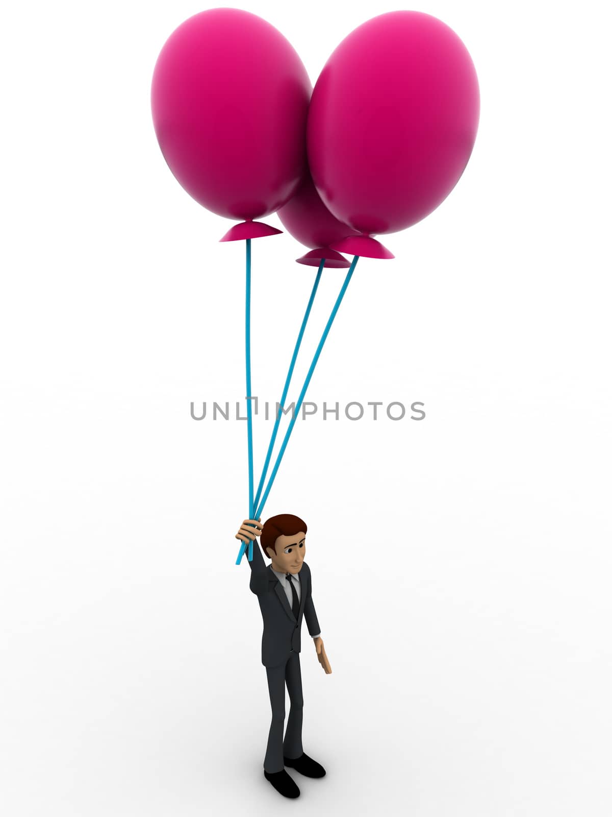 3d man holding big pink balloons concept by touchmenithin@gmail.com