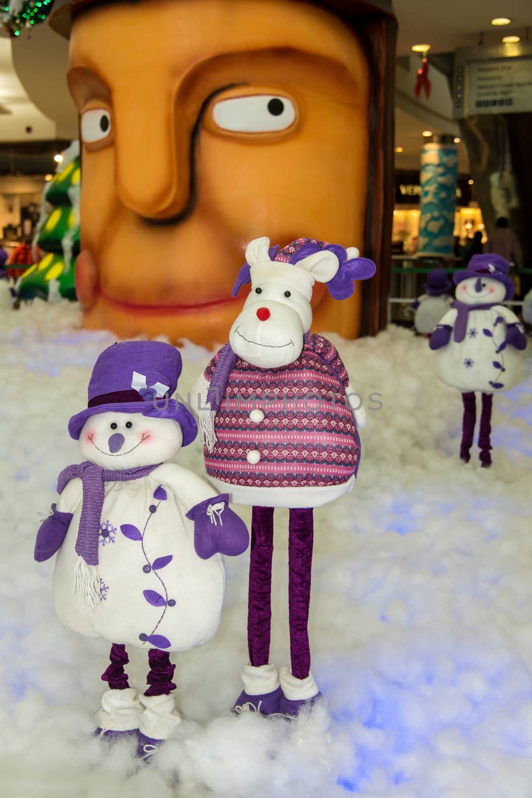 Beautiful Christmas decorations with little snowmen