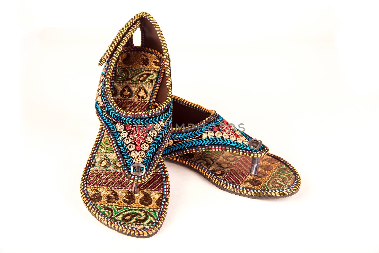 Gorgeous pair of ethnic women footwear from India worn during wedding ceremony