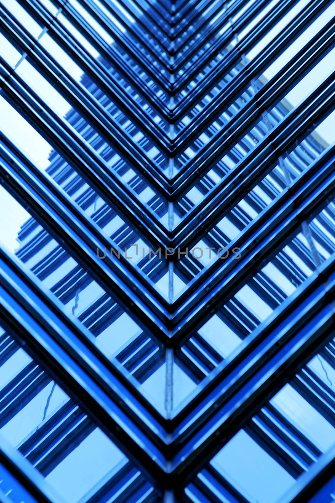 Office building close up with blue tone
