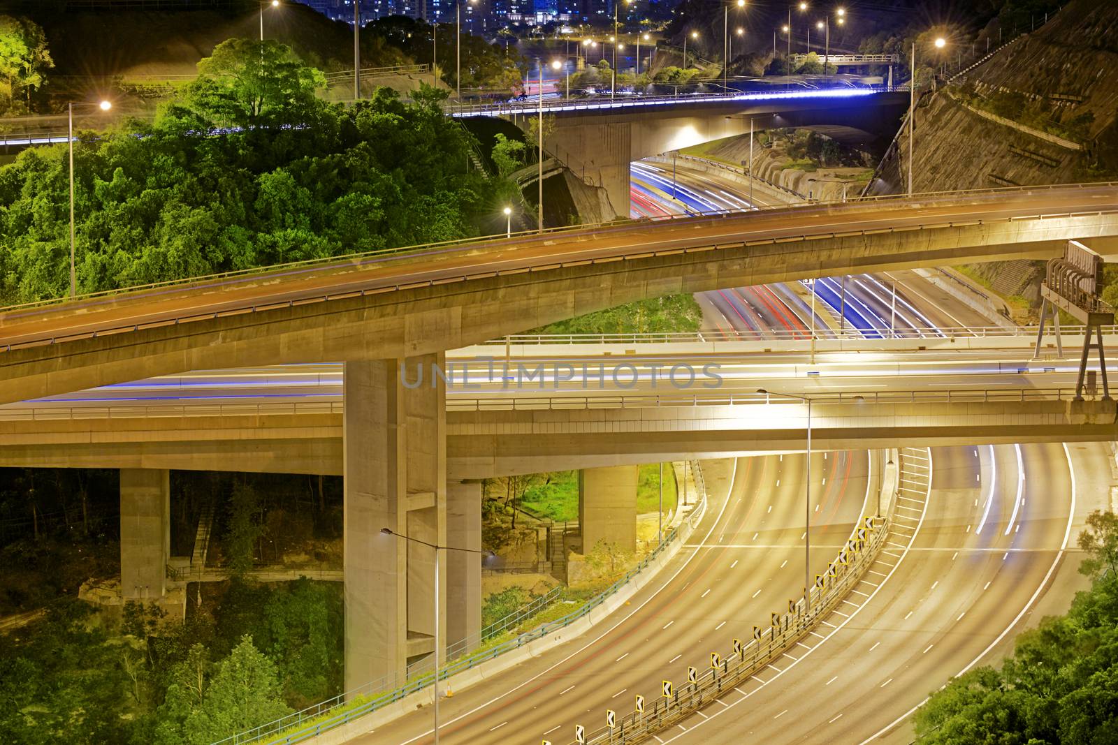 Highway road at night, hong kong