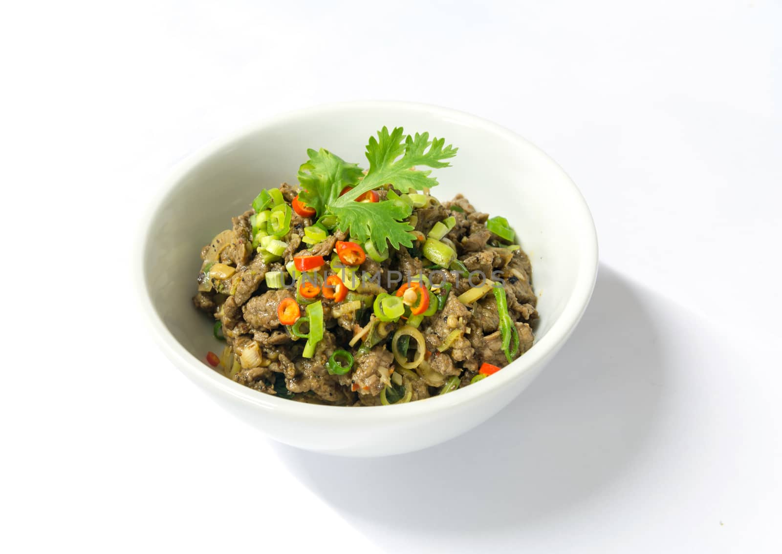 Cooked Minced Meat Spicy Salad in Northern Thailand