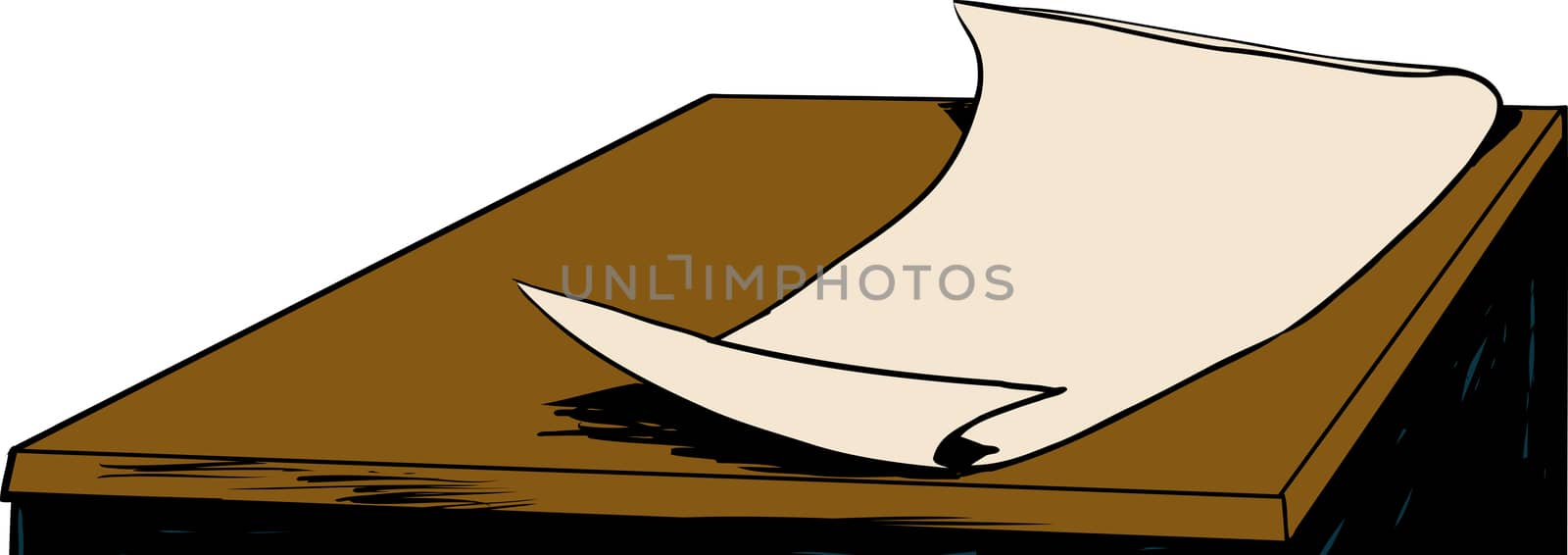Drawing of document of paper on top of desk