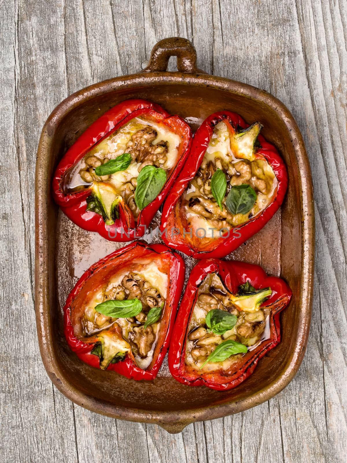 close up of rustic roasted bell pepper