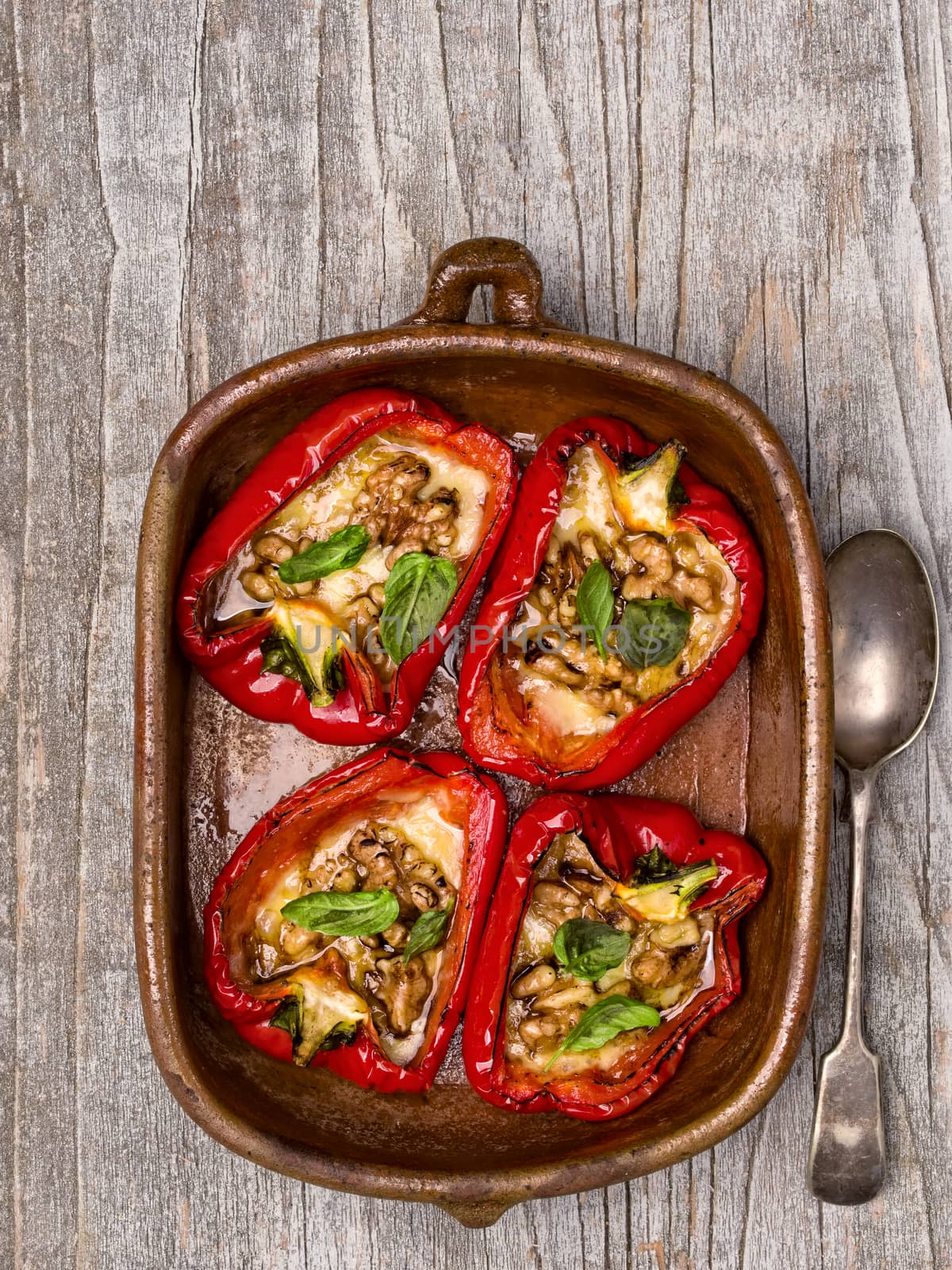 close up of rustic roasted bell pepper