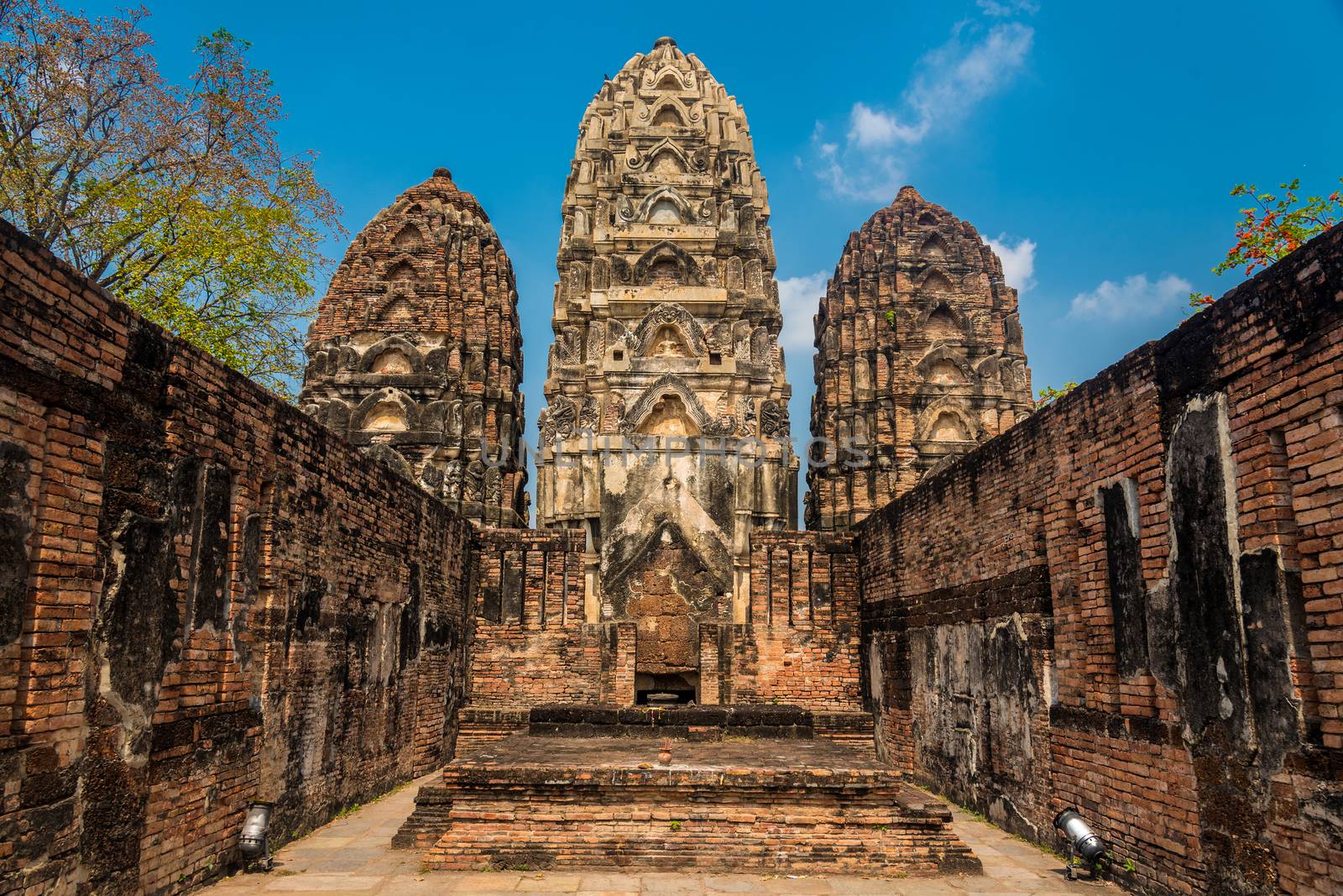 The ancient temple of Wat Sri Sawai which was constructed in late 12th century and is one of the oldest temples of Sukhothai Kingdom.