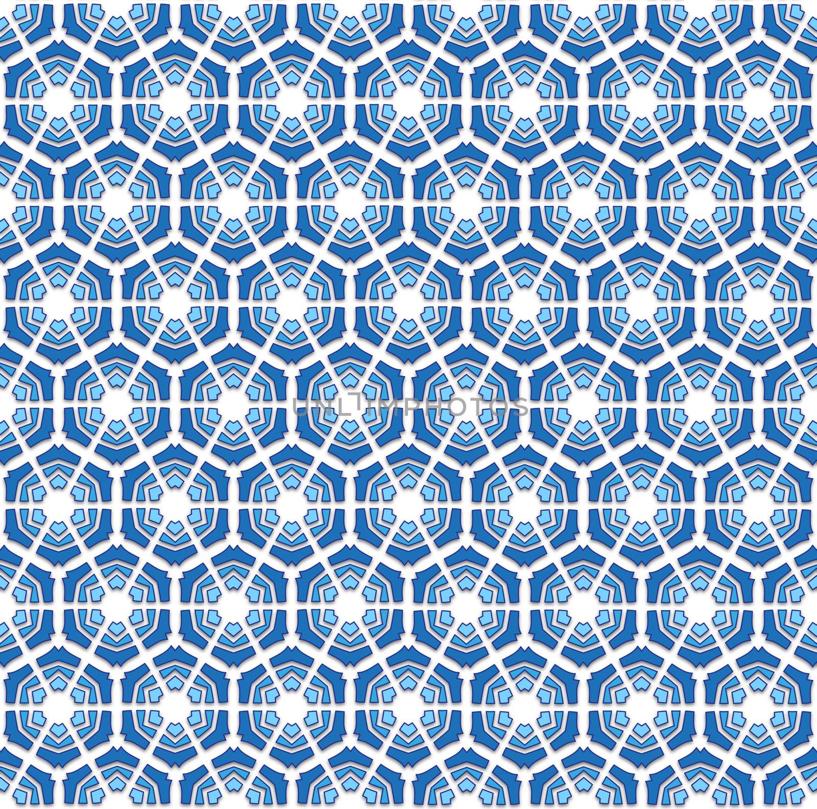 abstract background or textile Winter blue hexagonal snowflakes pattern