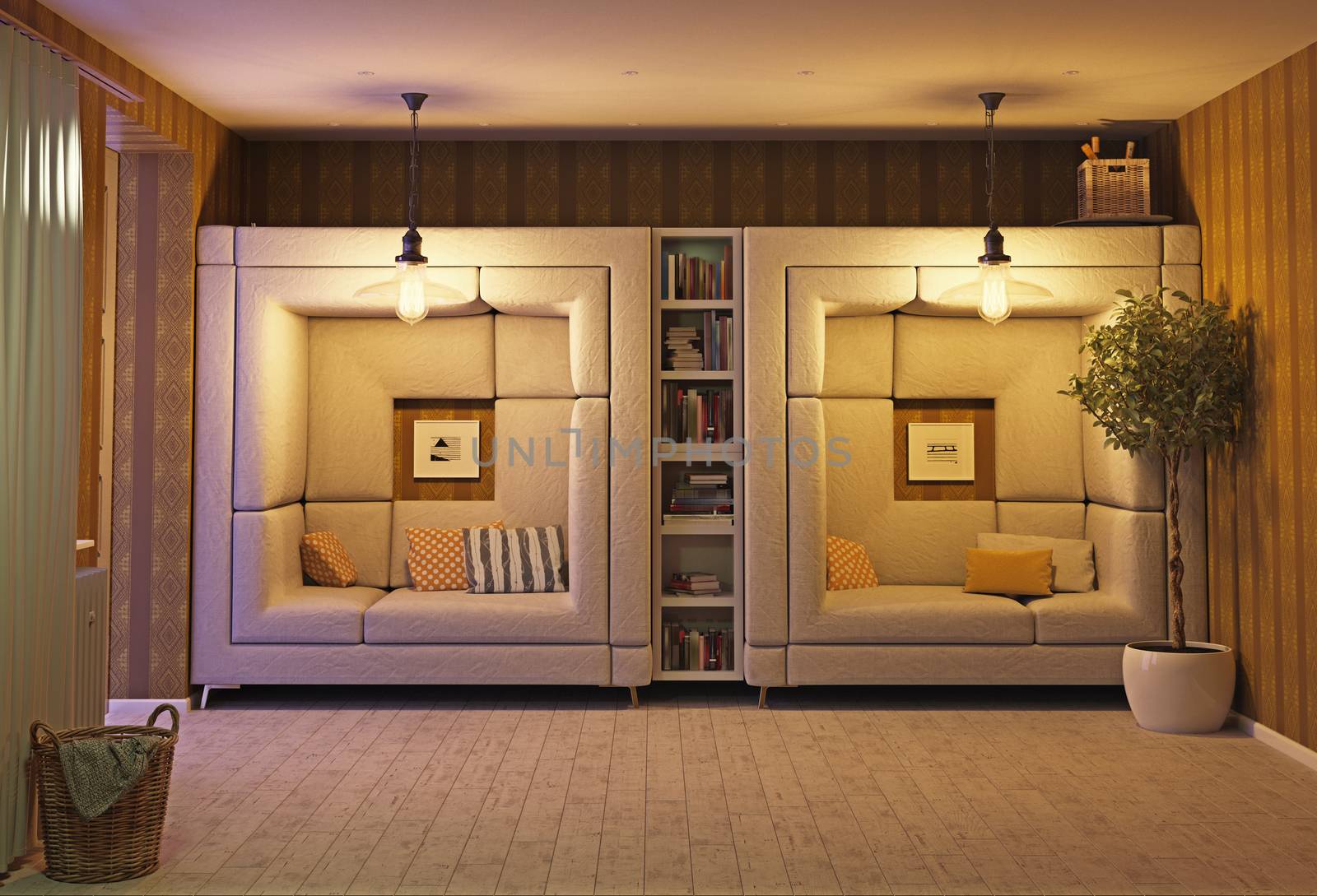 modern design living room interior. 3d design concept