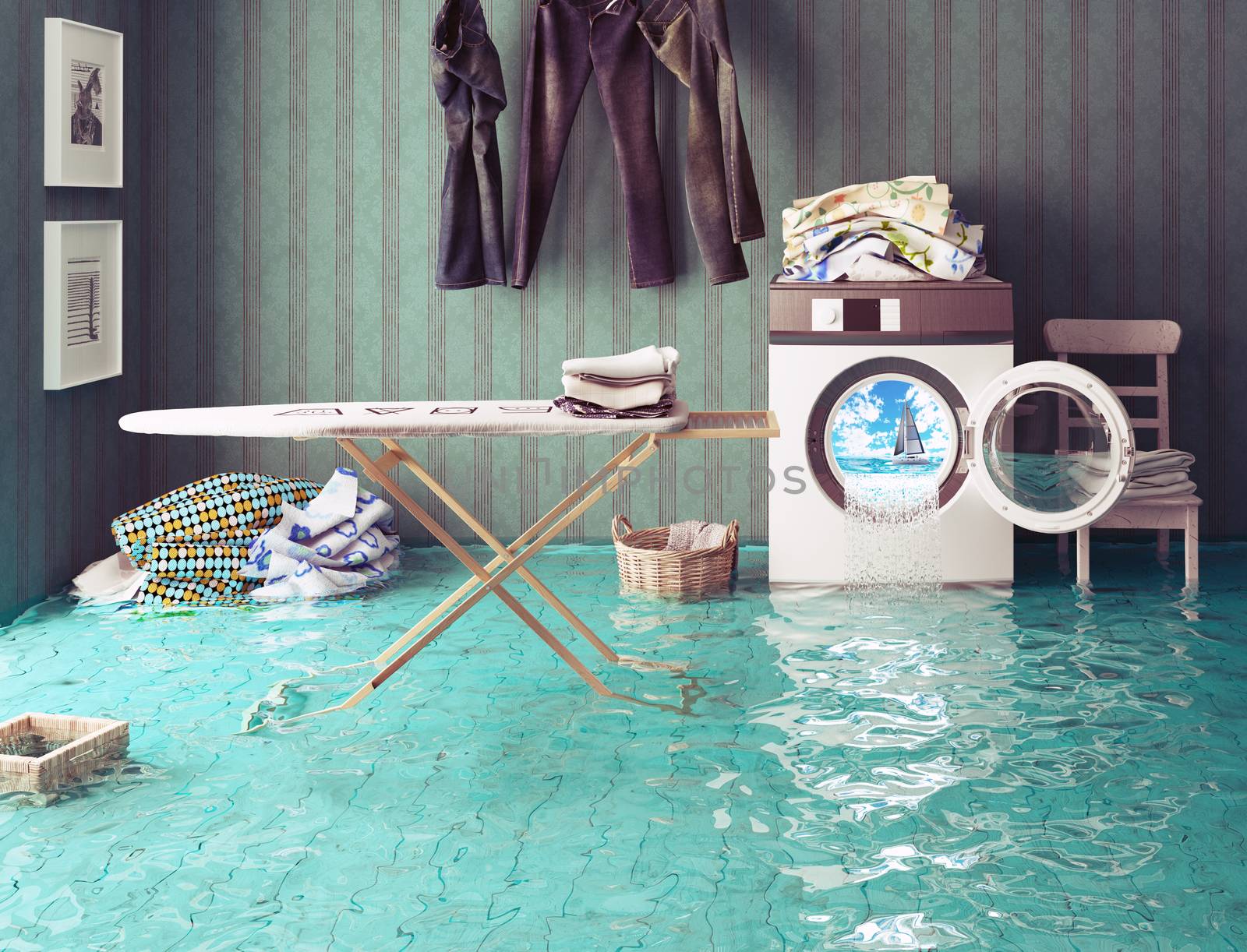 housework dreams. 3d Creative concept.