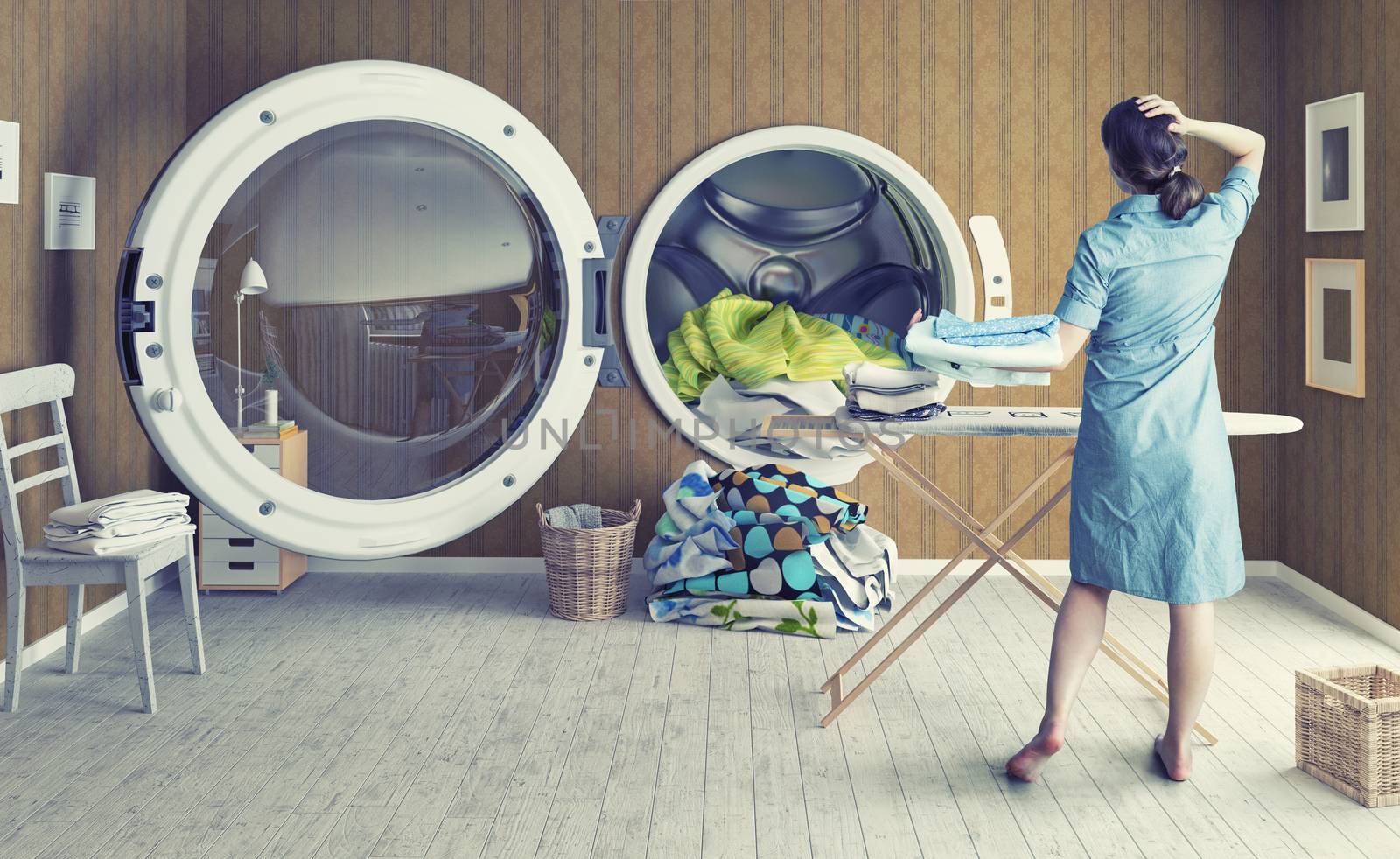 Woman and the Big Wash. Creative concept