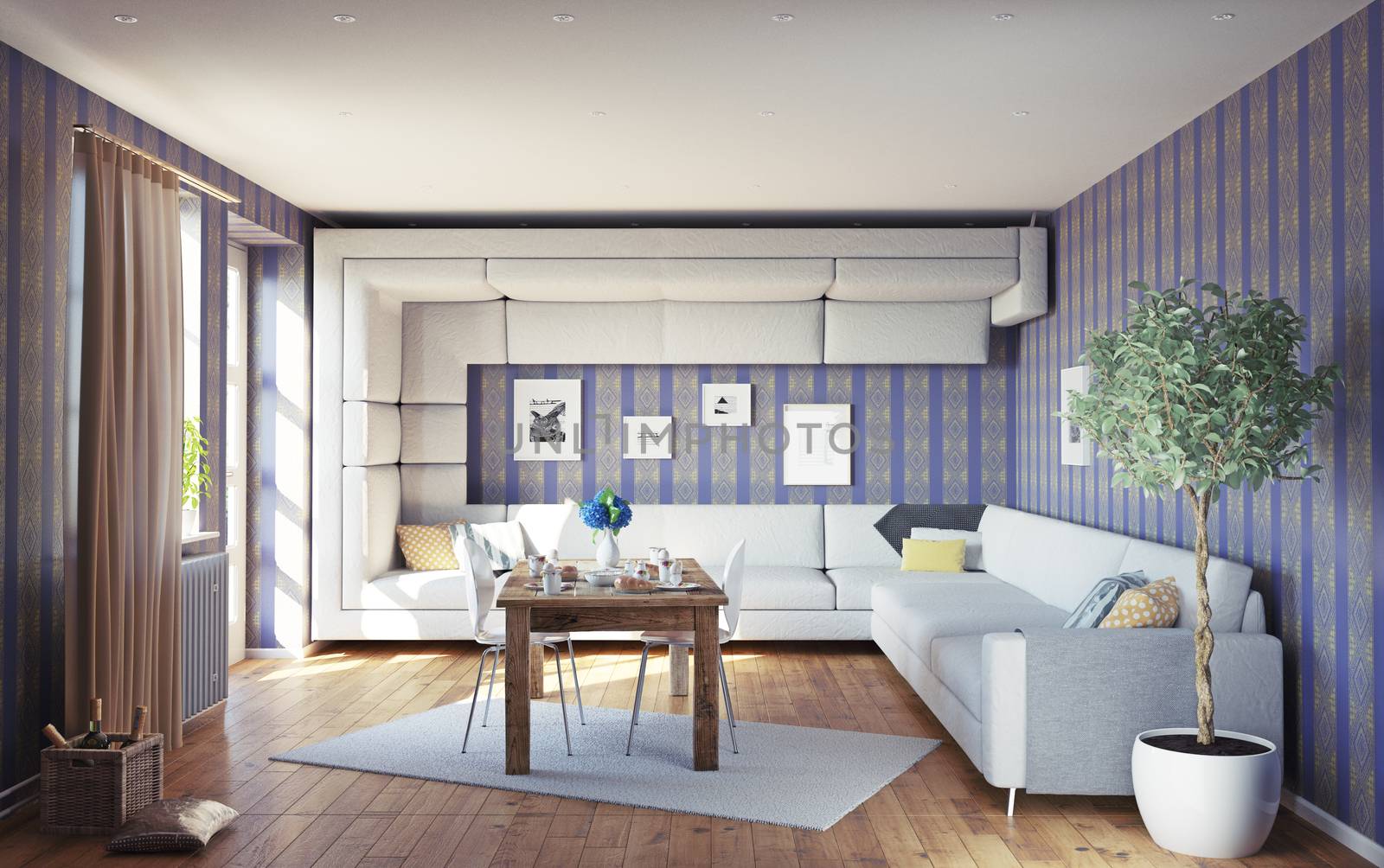 super sofa concept. living room interior. 3d design idea