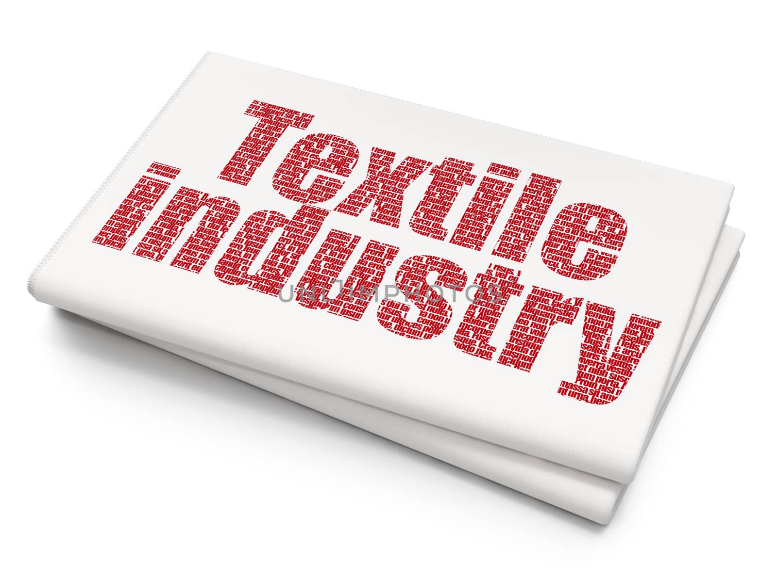 Manufacuring concept: Pixelated red text Textile Industry on Blank Newspaper background
