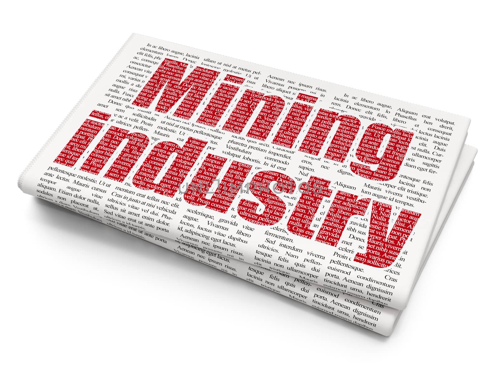 Manufacuring concept: Pixelated red text Mining Industry on Newspaper background
