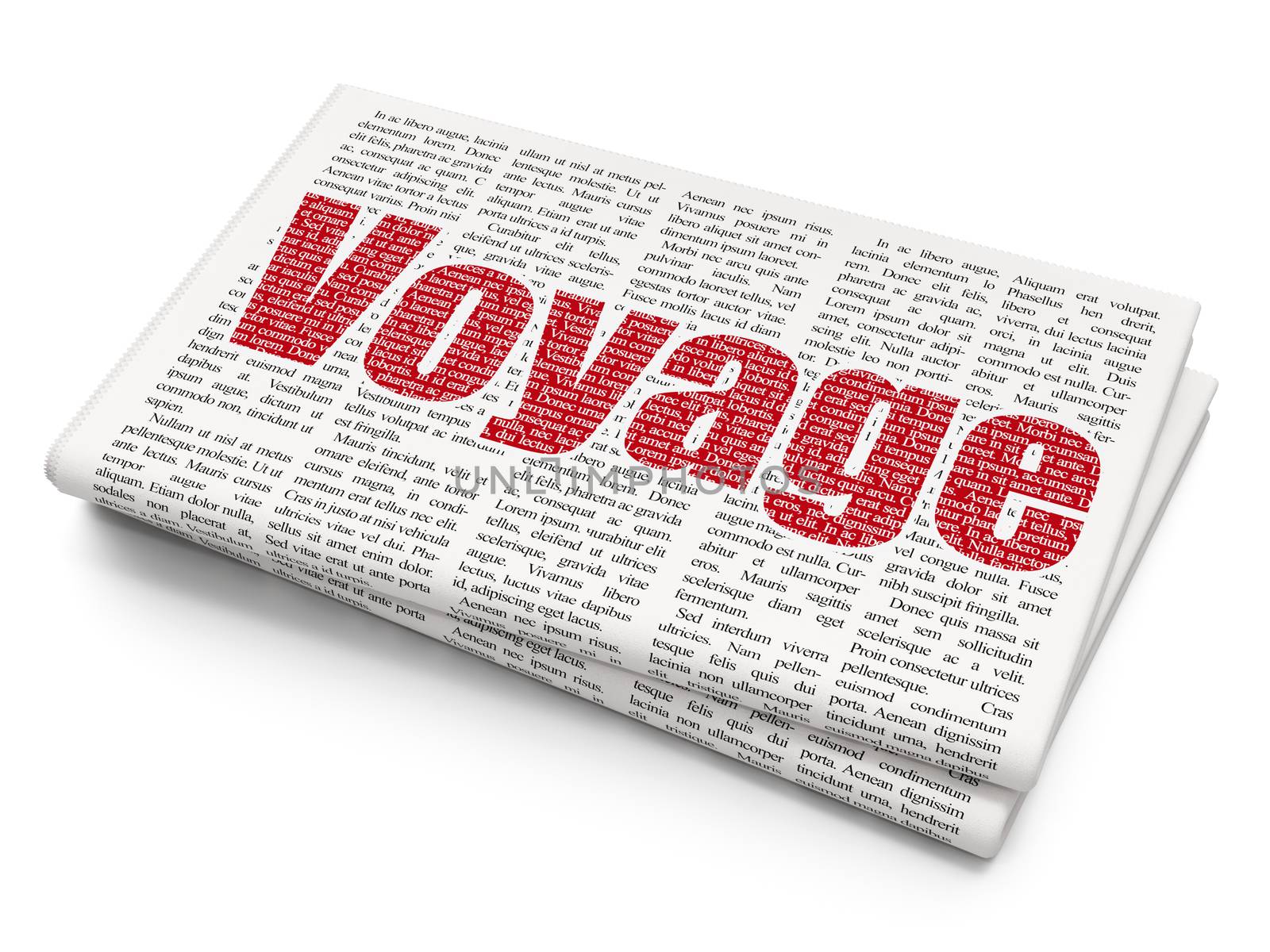 Tourism concept: Pixelated red text Voyage on Newspaper background
