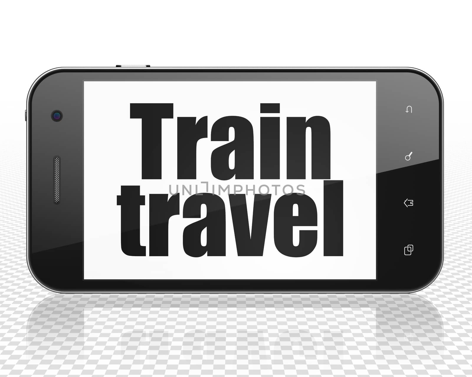 Tourism concept: Smartphone with Train Travel on display by maxkabakov