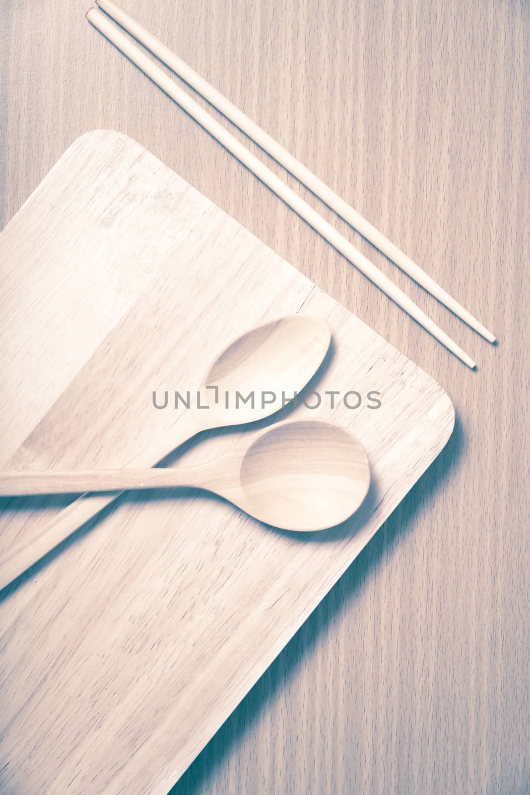 wood spoon with cutting board vintage style by ammza12