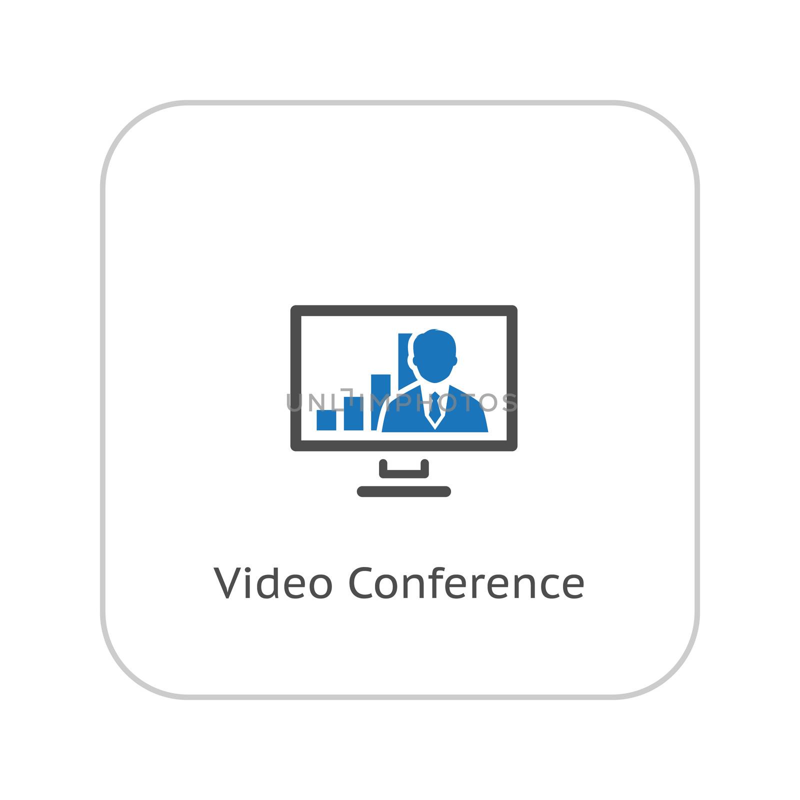 Video Conference Icon. Business Concept. Flat Design. Isolated Illustration.