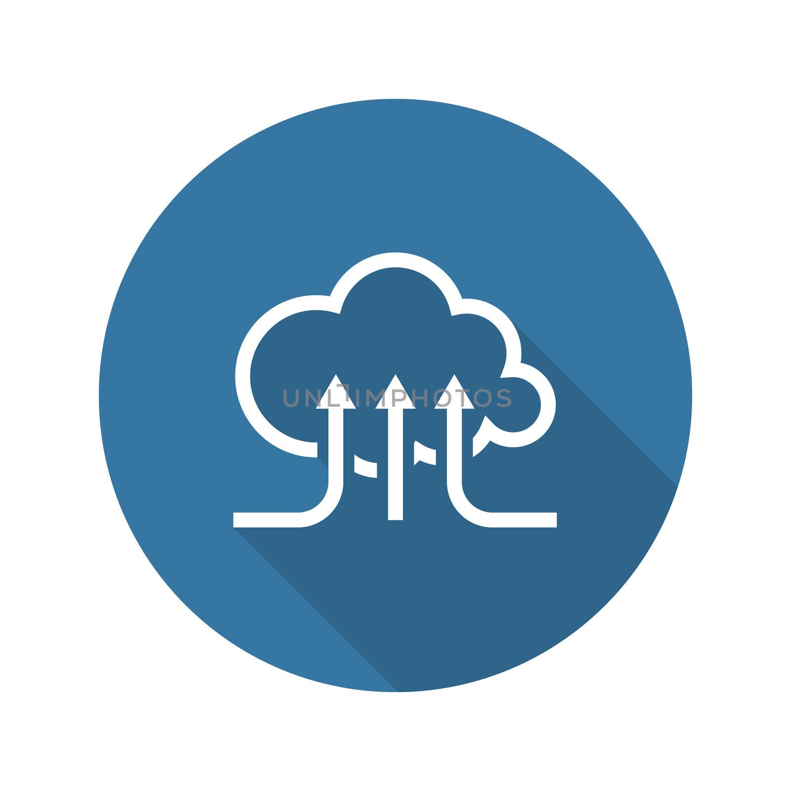 Online Cloud Services. Flat Design Icon. Long Shadow. Isolated Illustration.