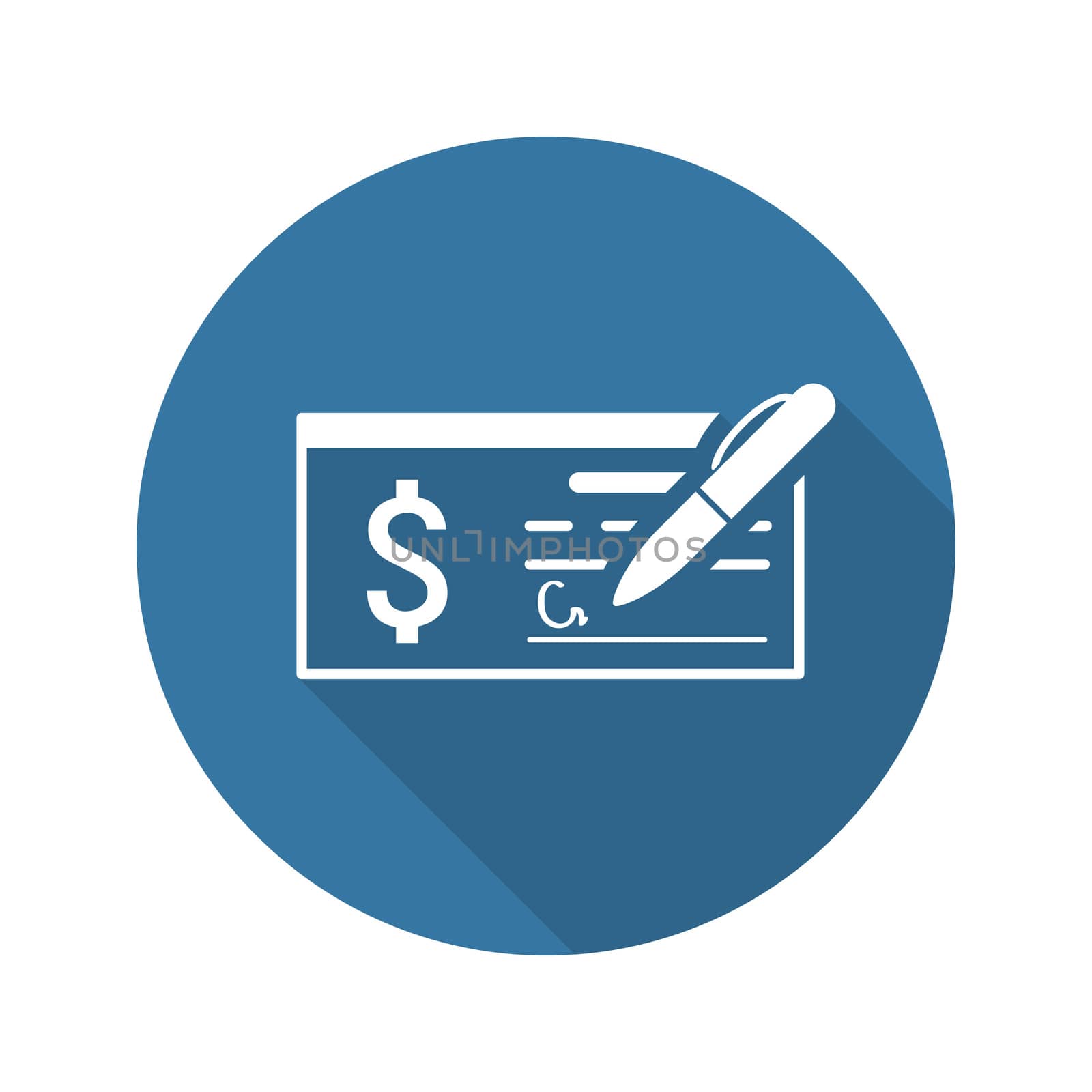 Money Check Business Icon. Flat Design. Long Shadow. by WaD