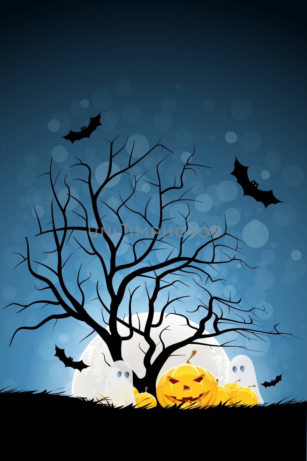 Halloween Background with Pumpkin and Ghost by WaD