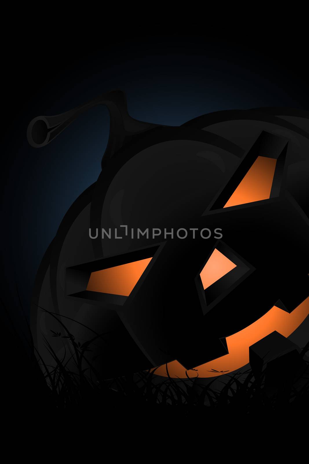 Halloween Party Background with Black Pampkin Lantern in Grass