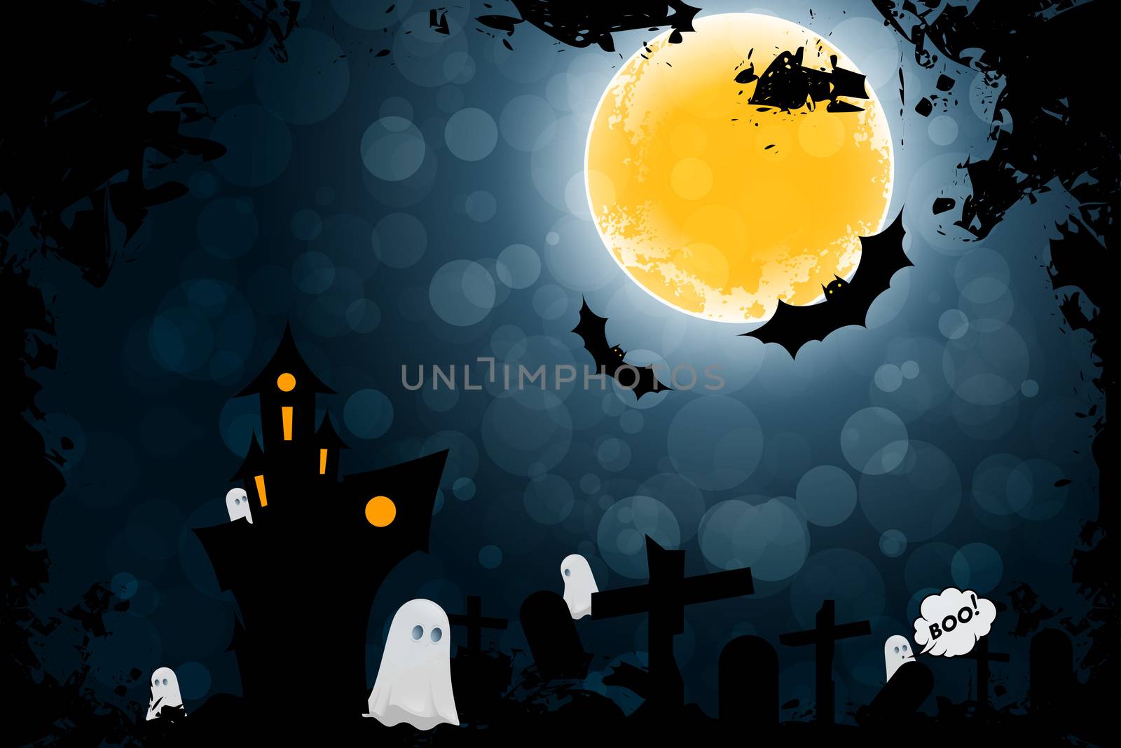 Grungy Halloween Background with Ghosts by WaD