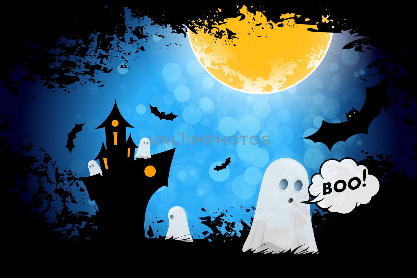 Grungy Halloween Background with Ghosts by WaD