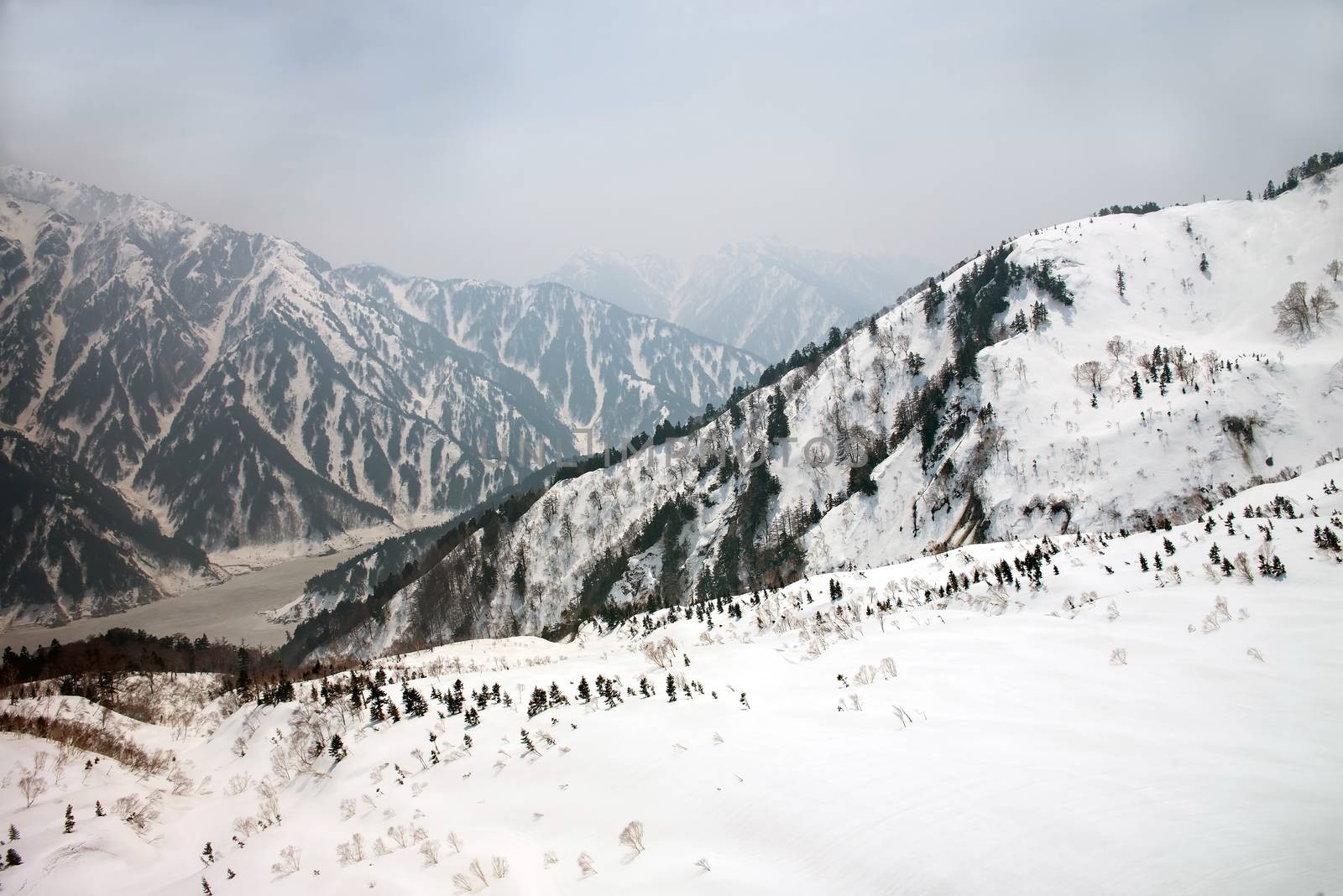 Japan Alps , Winter moutains with snow.Takayama Gifu, Japan