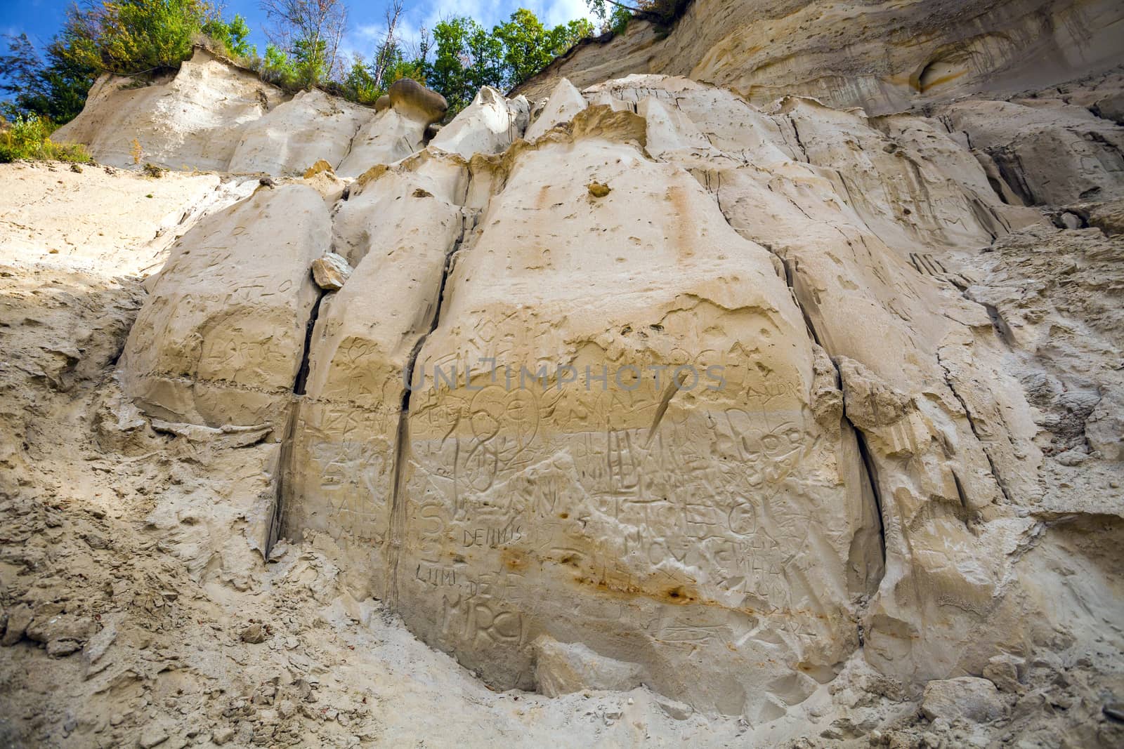 Sand rock engraved in Costesti - The place where the Living and Growing Stones are, Romania