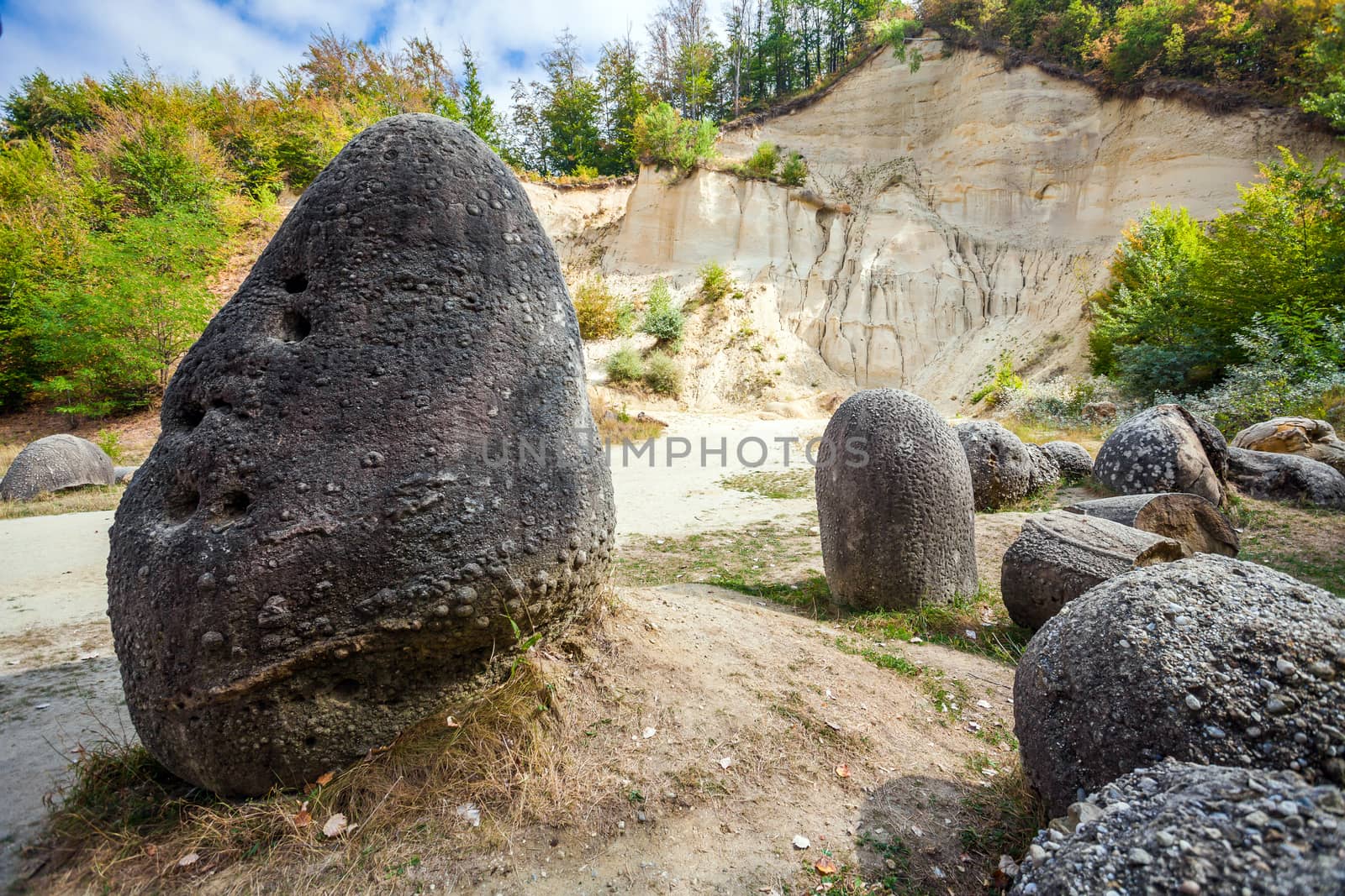 Costesti, Romania - Septemper 2, 2012: The Trovants of Costesti - The Living and Growing Stones of Romania