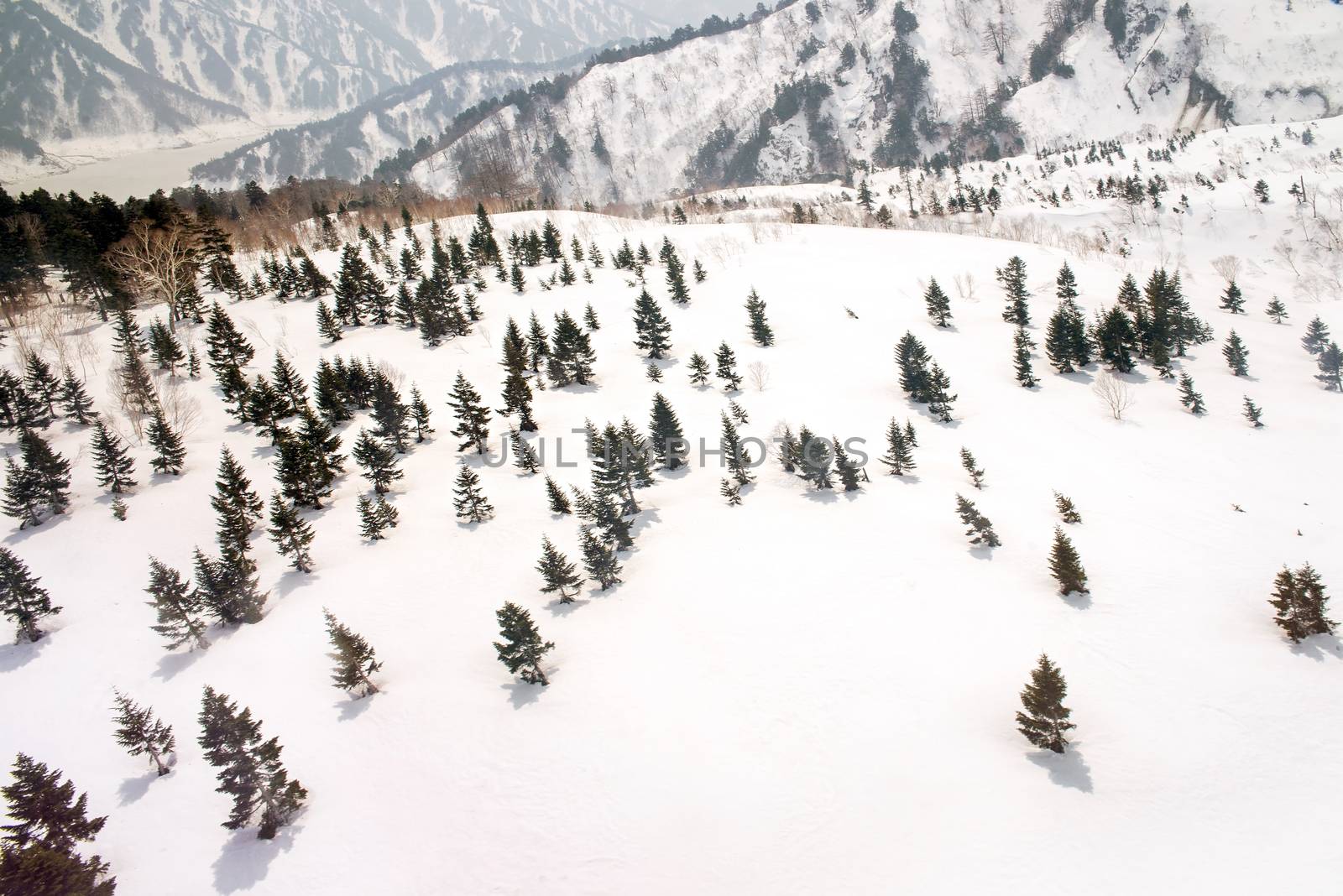 Japan Alps , Winter moutains with snow.Takayama Gifu, Japan