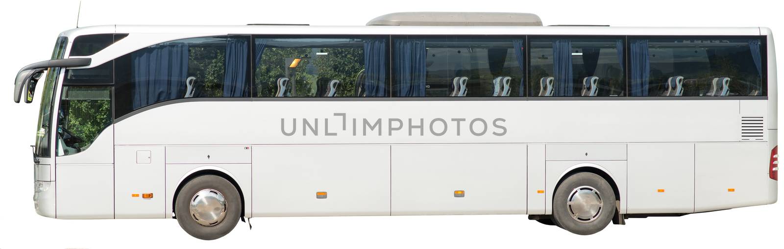 Bus on isolated white background, side view