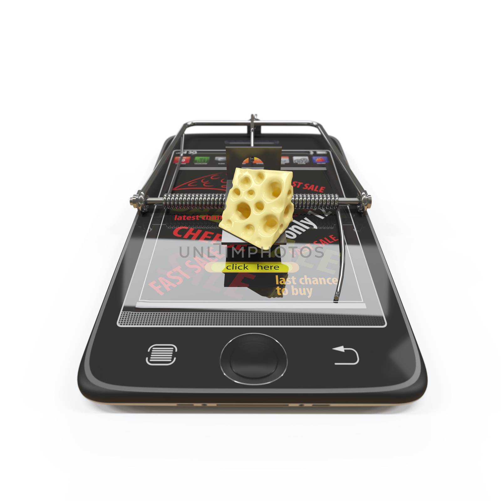 virtual cheese. smartphone as mousetrap advertising concept by denisgo