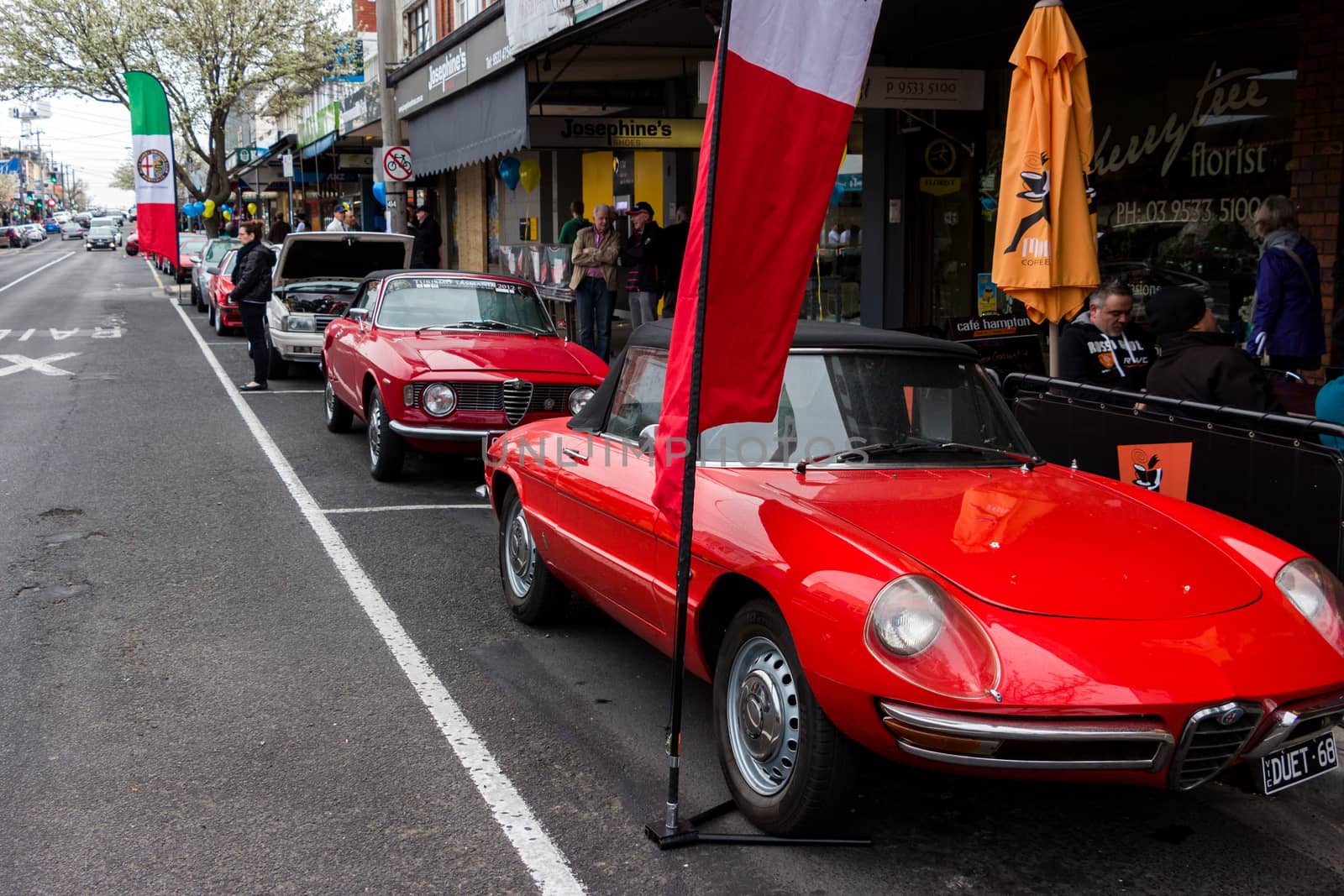 Italian Classic Sports Cars in a Car Show by davidhewison