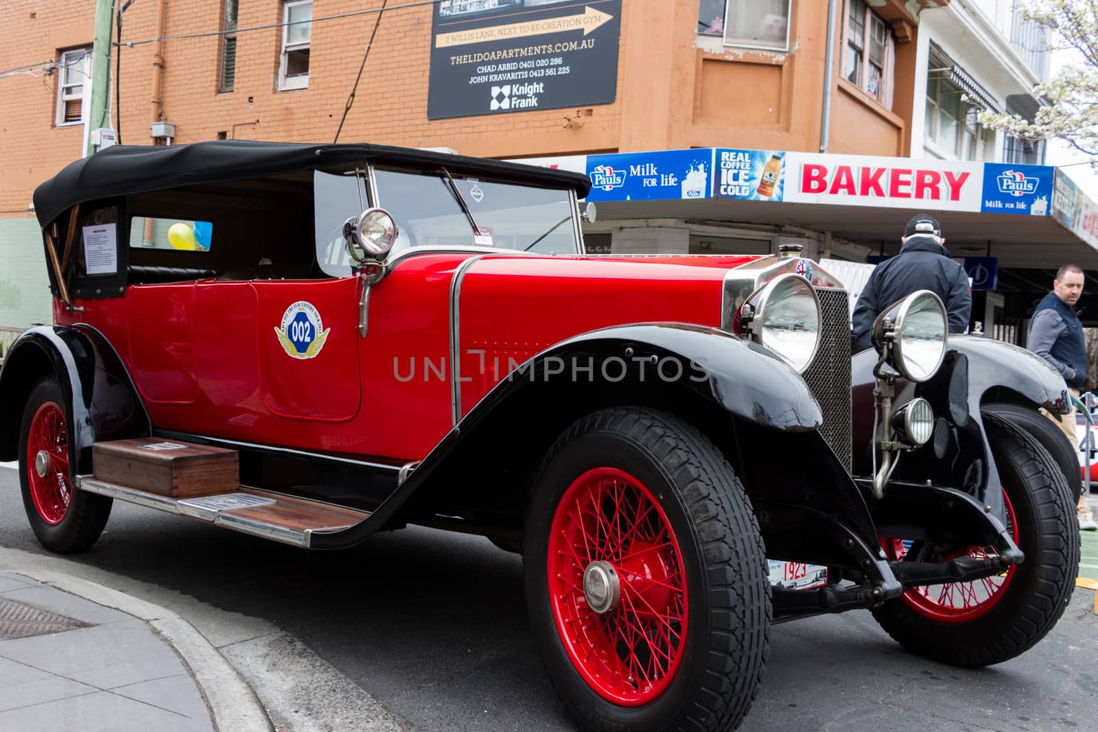 Red Post War European Motorcar by davidhewison