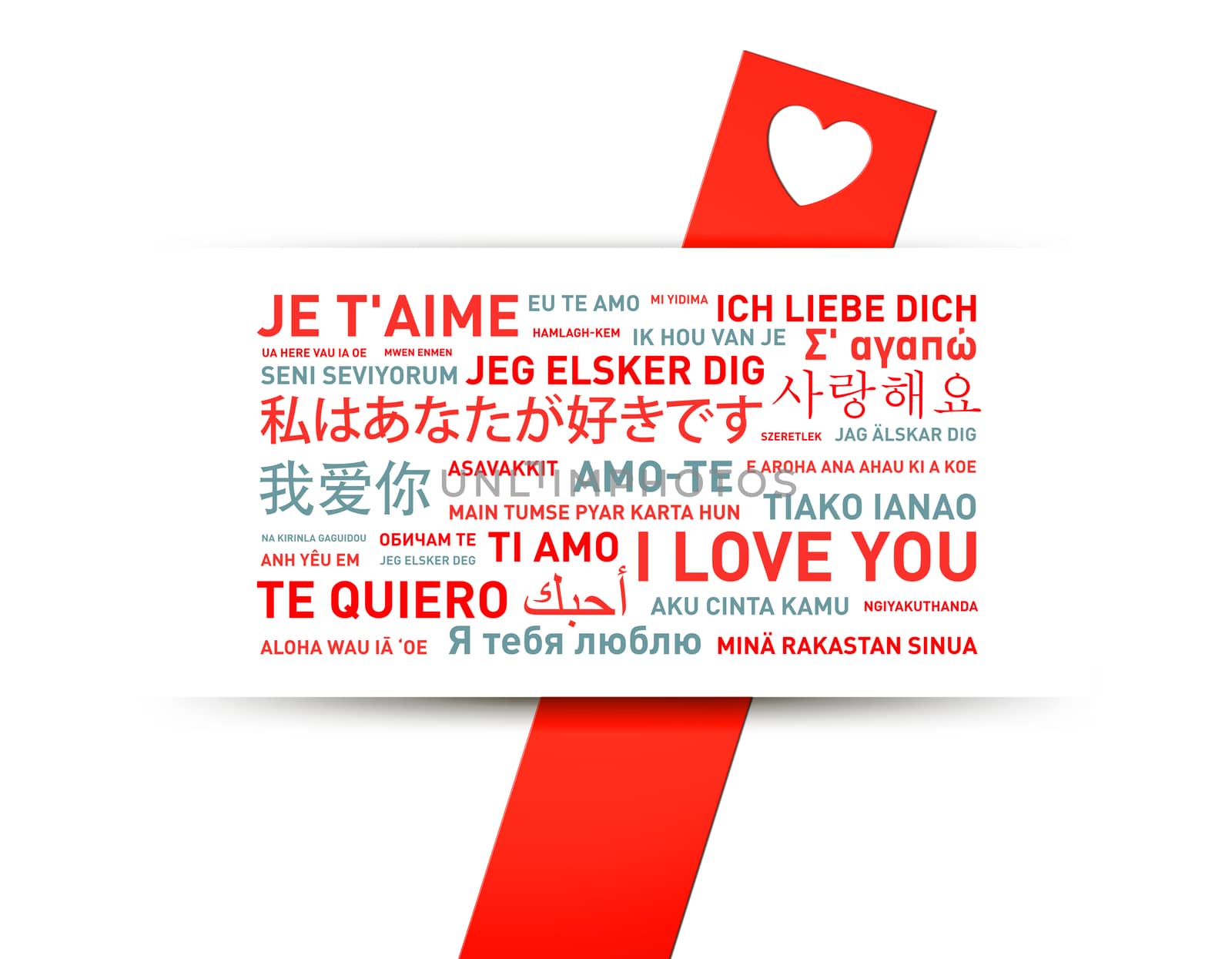 I love you card translated in different world languages