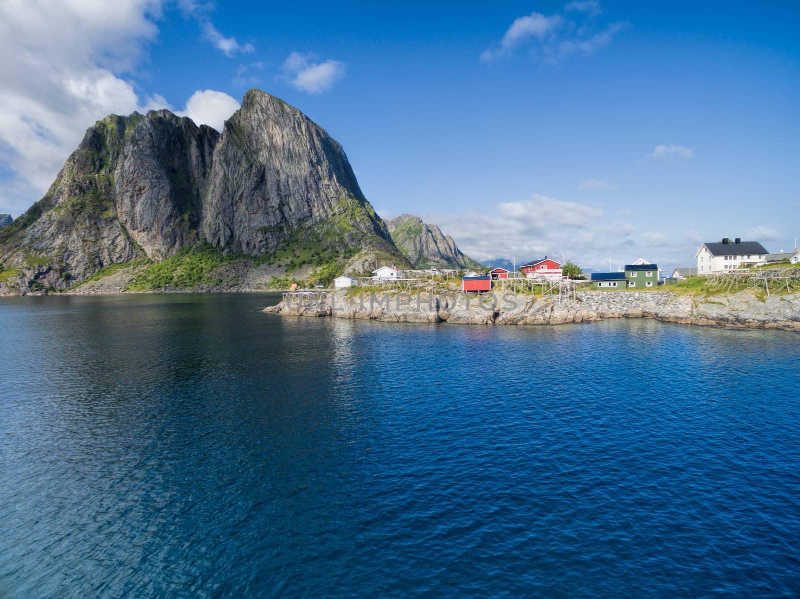 Scenic view of picturesque fjord on Lofoten islands, Norway
