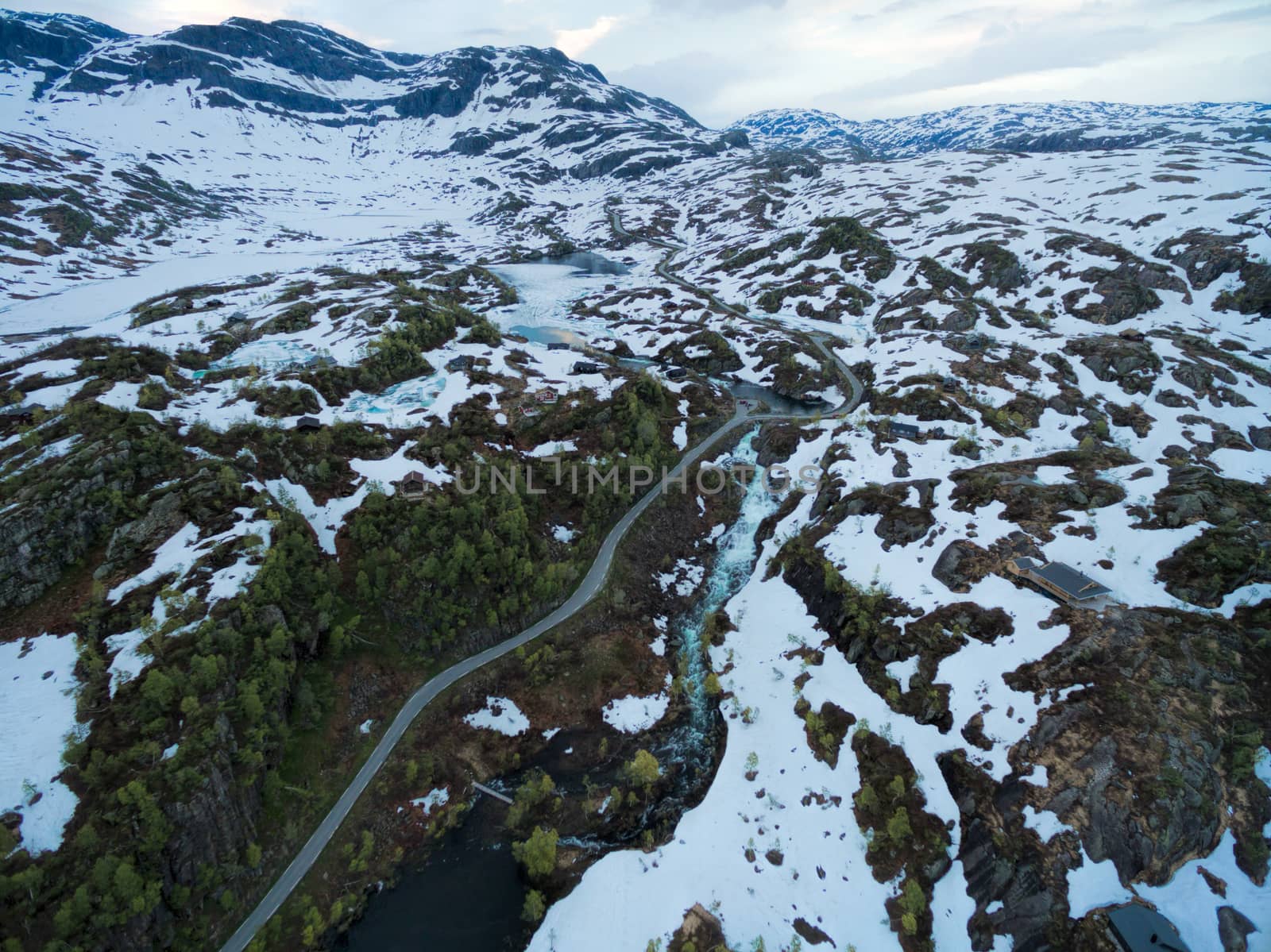 Scenic mountain pass Ryfylke in Norway, aerial view