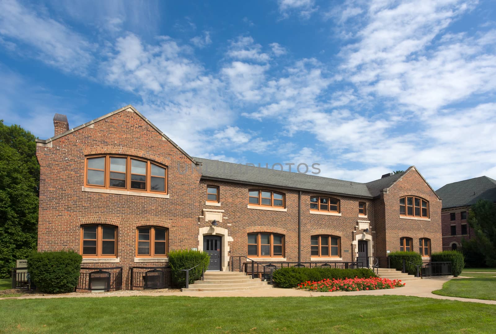 GRINNELL, IA/USA - AUGUST 8, 2015: Steiner Hall on the campus of Grinell College. Grinnell College is a private liberal arts college  known for its rigorous academics and tradition of social responsibility.
