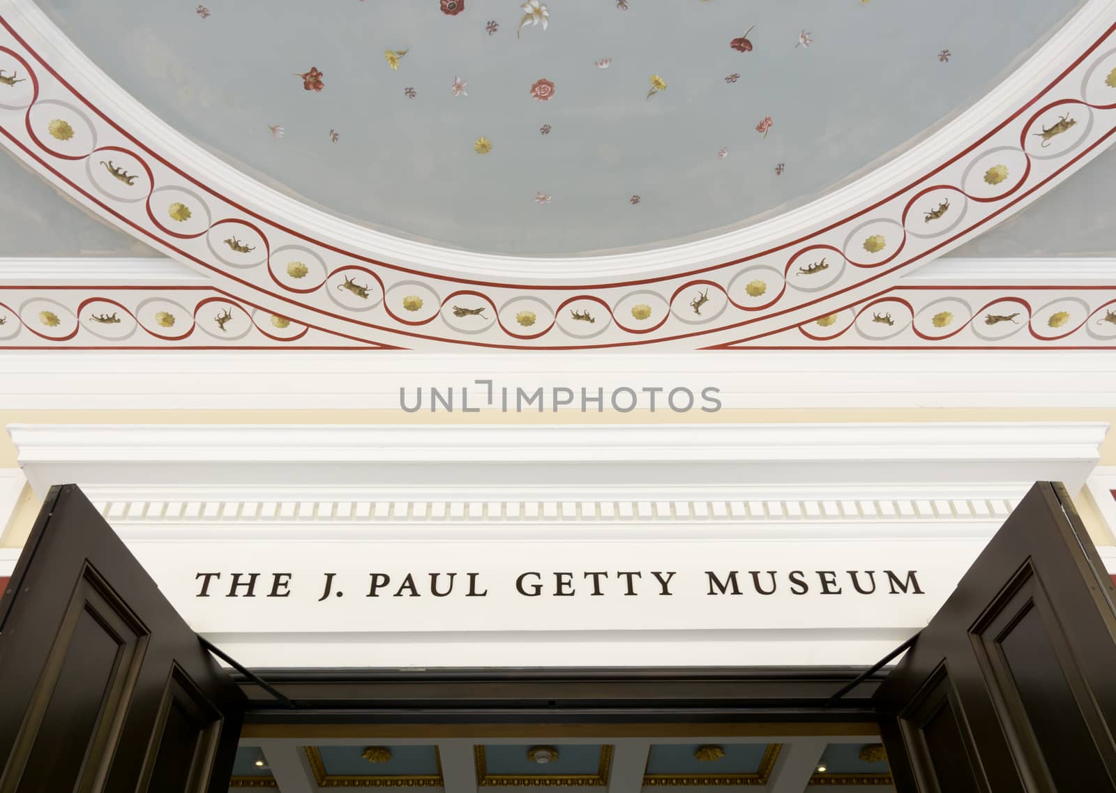 PACIFIC PALISADES, CA/USA - AUGUST 23, 2015: The Getty Villa entrance. The Getty Villa is one of two locations of the J. Paul Getty Museum.