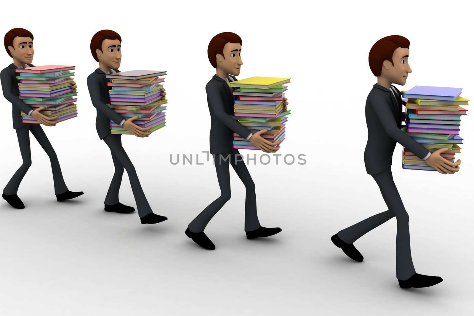 3d men taking files in queue concept by touchmenithin@gmail.com