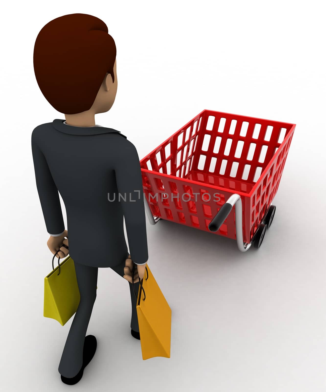 3d man with shopping cart concept by touchmenithin@gmail.com