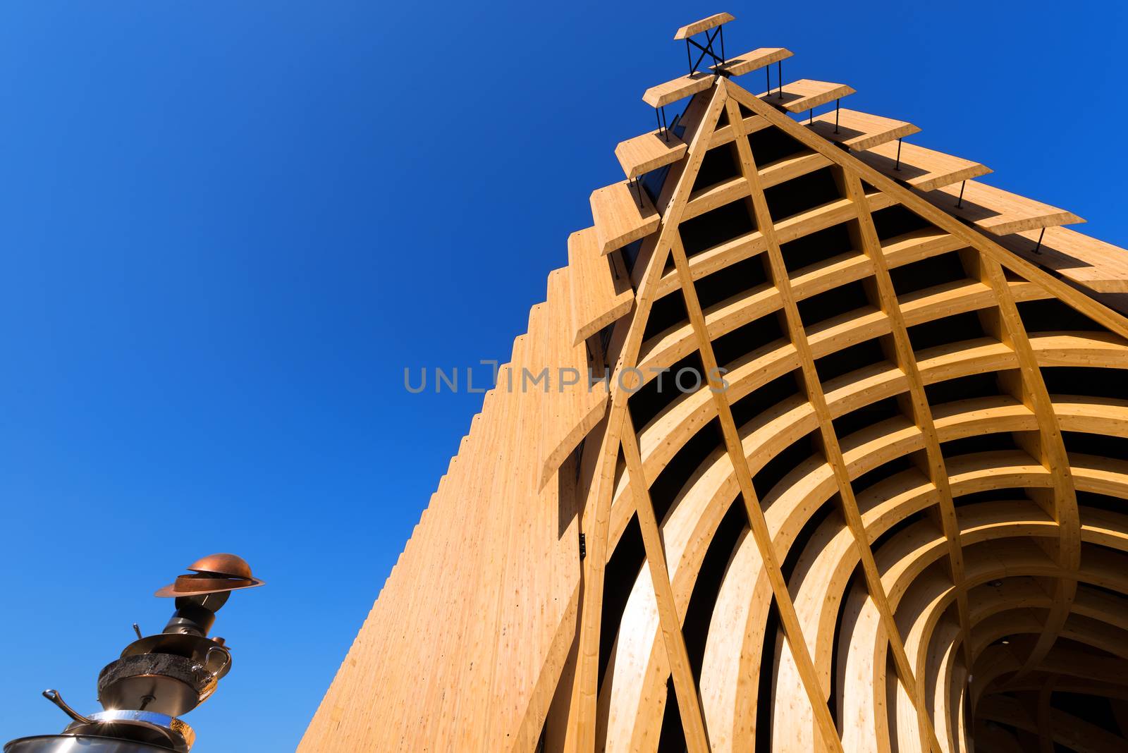 MILAN, ITALY - AUGUST 31, 2015: France pavilion at Expo Milano 2015, universal exposition on the theme of food, in Milan, Lombardy, Italy, Europe