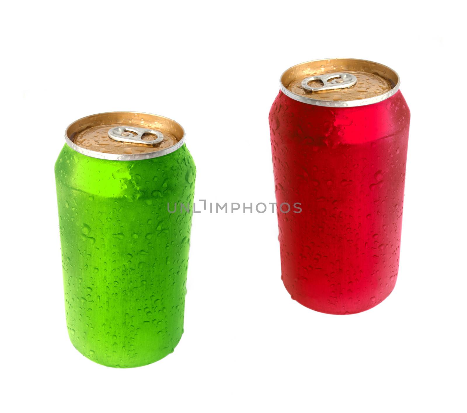Aluminum green and red drink can
