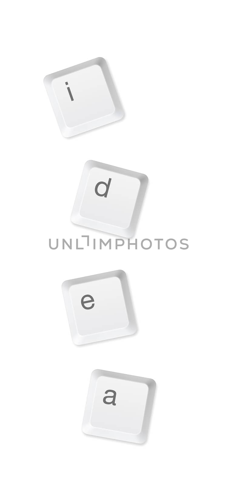Computer buttons in write word "idea"