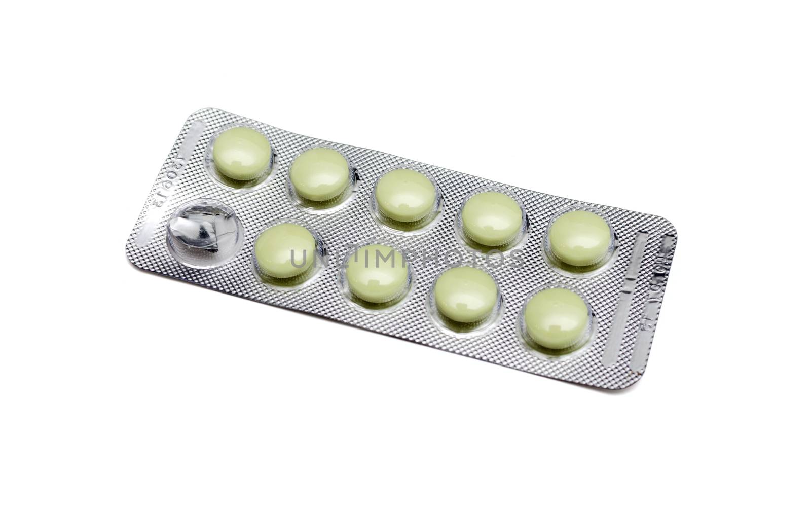 Pack of pills isolated on white background